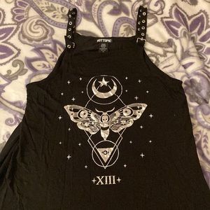 NWOT Hot Topic moth moon buckle sharkbite tank top LG witchy